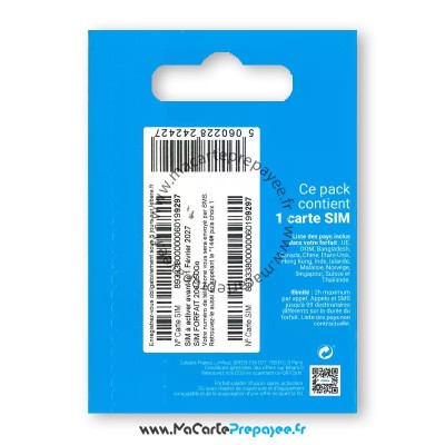 Carte SIM Lebara Prépayée 450 Go 5G SFR - Appels & SMS Illimités France + 60 Pays - 19 Go Europe - 30 Jours Sans Engagement