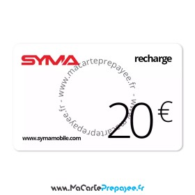 Recharge SYMA Mobile en ligne | 20€ Crédits appels/SMS/MMS/Internet
