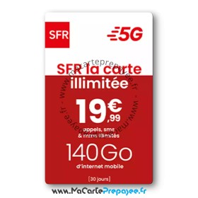 Recharge SFR La Carte en ligne | 14.99€ - Illimité + 140Go (5G)