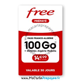 PASS Free France Algérie | 100Go illimité | Appels Algérie | ROAMING