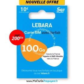 Lebara SIM - appels et SMS illimités France + 100Go en 5G - prête à l'emploi