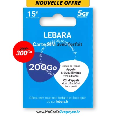 Lebara SIM, appels et SMS illimités France + 200Go en 5G+ 2h vers 43 pays , prête à l'emploi : Amazon.fr: High-Tech