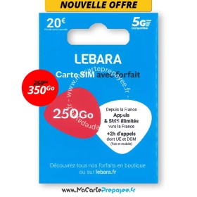 Lebara SIM - appels et SMS illimités France + 2h d'appels vers 43 Pays + 250Go - prête à l'emploi
