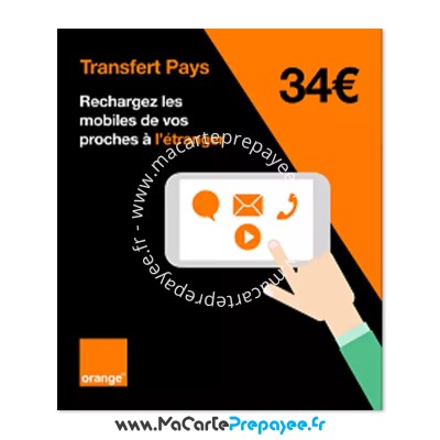 ticket rechargement kinouli, recharge kinouli, recharge orange transfert pays, transfert pays kinouli 34€