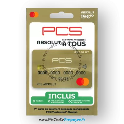 carte paiement prépayée pcs absolut, carte prépayée pcs absolut, carte bancaire prépayée pcs absolut