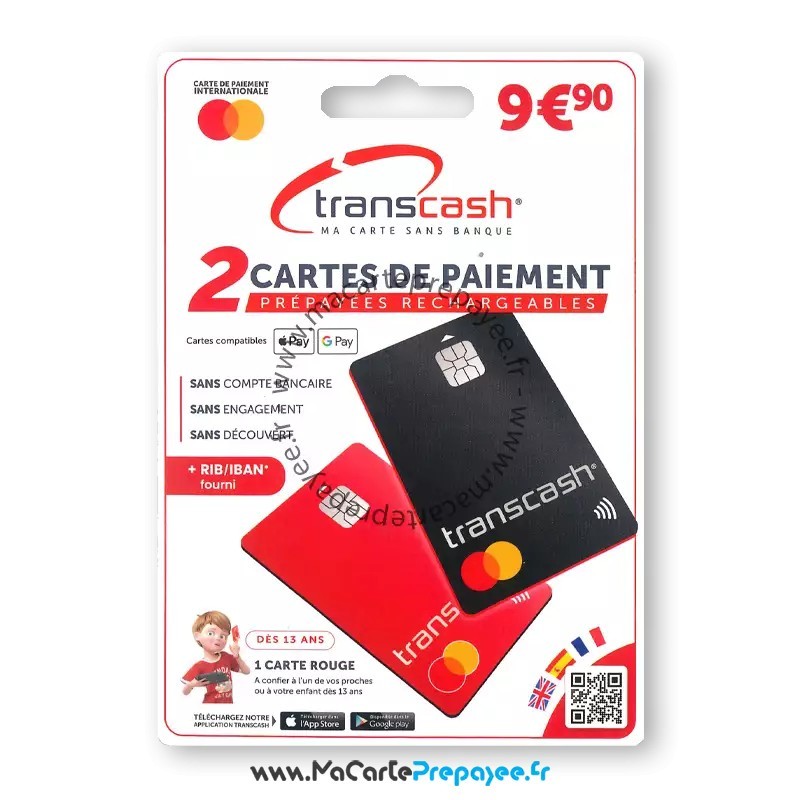 TRANSCASH | Pack cartes bancaires prépayées DUO