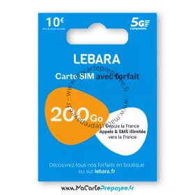 carte sim prépayée lebara 200 go + appels et sms illimités en france métropolitaine