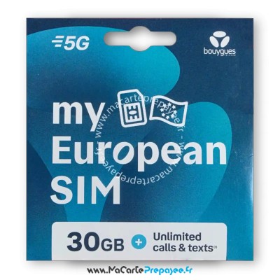 carte prépayée my european SIM premium, carte sim europe 30 jours