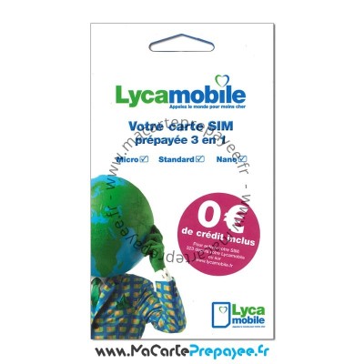 Carte SIM prépayée Lycamobile 0€ de crédit inclus