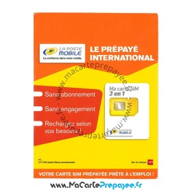 carte sim prépayée la poste mobile internationale 10€ de crédit inclus