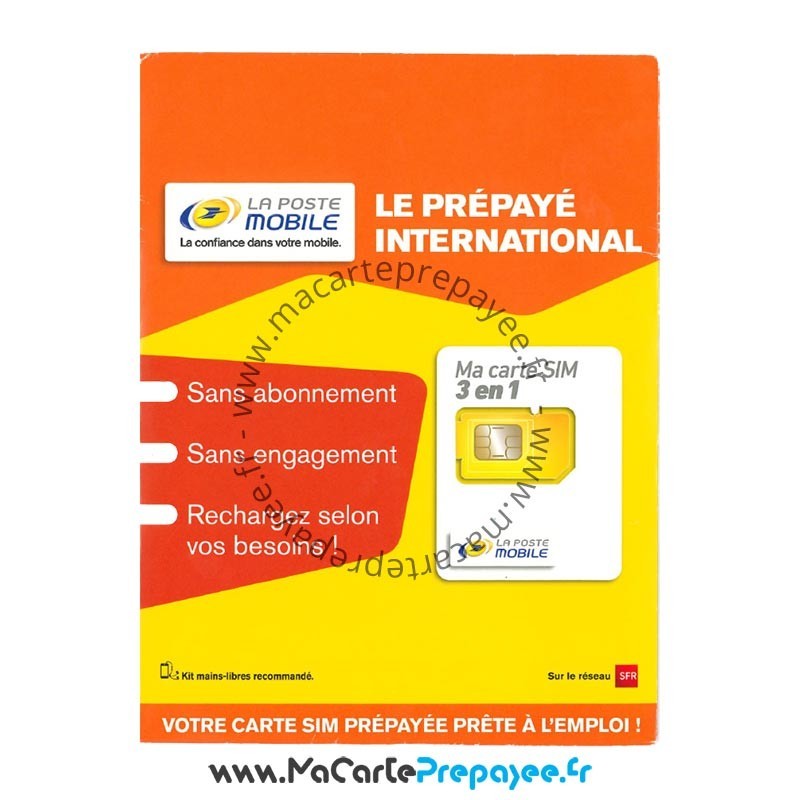 Carte SIM Prépayée La Poste Mobile Internationale 10€ de crédit inclus