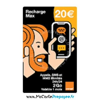 Carte recharge orange 20€ max