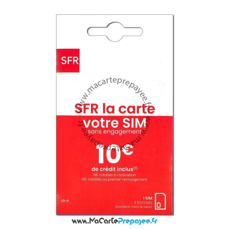 SFR La Carte 10Euro Crédit Inclus Carte SIM Prépayée