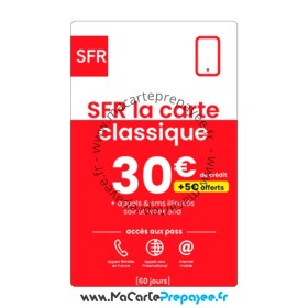 Recharge SFR La Carte en ligne | 30 + 5€ Classique