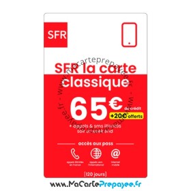 Recharge SFR La Carte en ligne | 65 + 20€ Classique