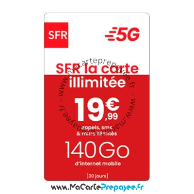 Recharge SFR illimitée 19.99€ (Compatible 5G)