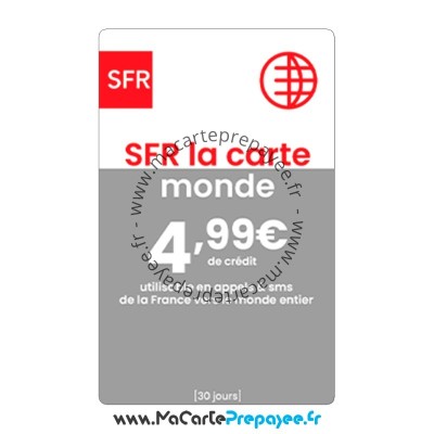 Recharge SFR La Carte en ligne | 4.99€ Monde