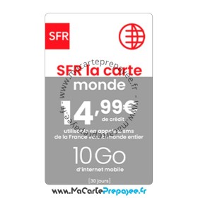 Recharge SFR La Carte en ligne | 14.99€ Monde