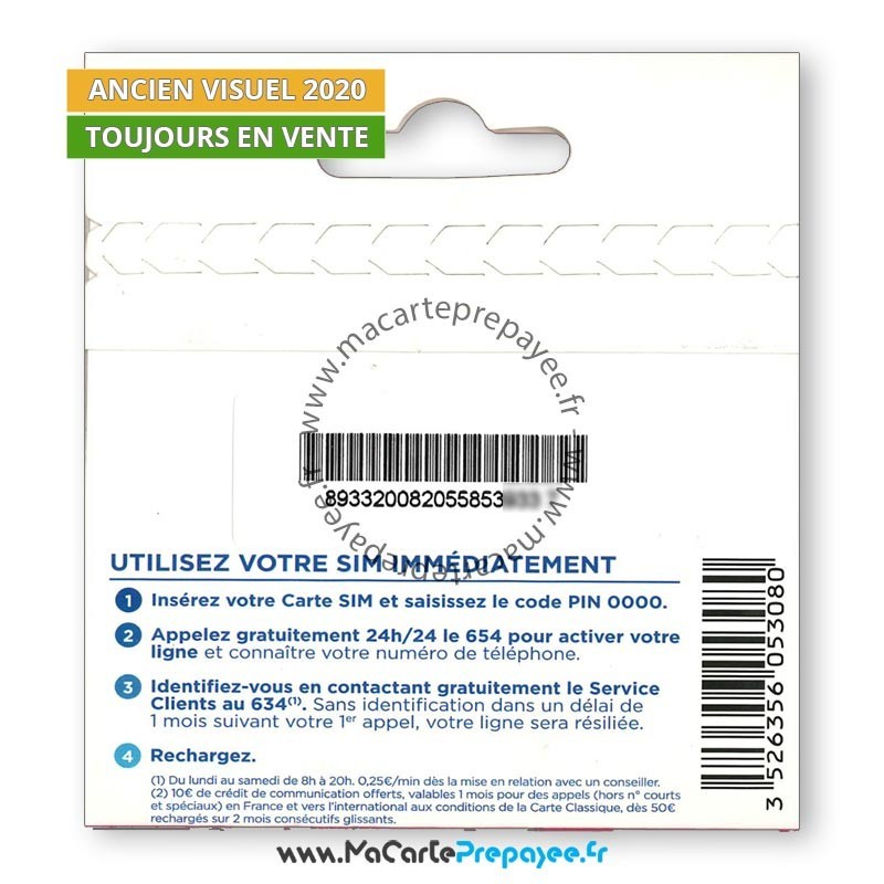 Carte SIM Prépayée BOUYGUES 50 SMS inclus