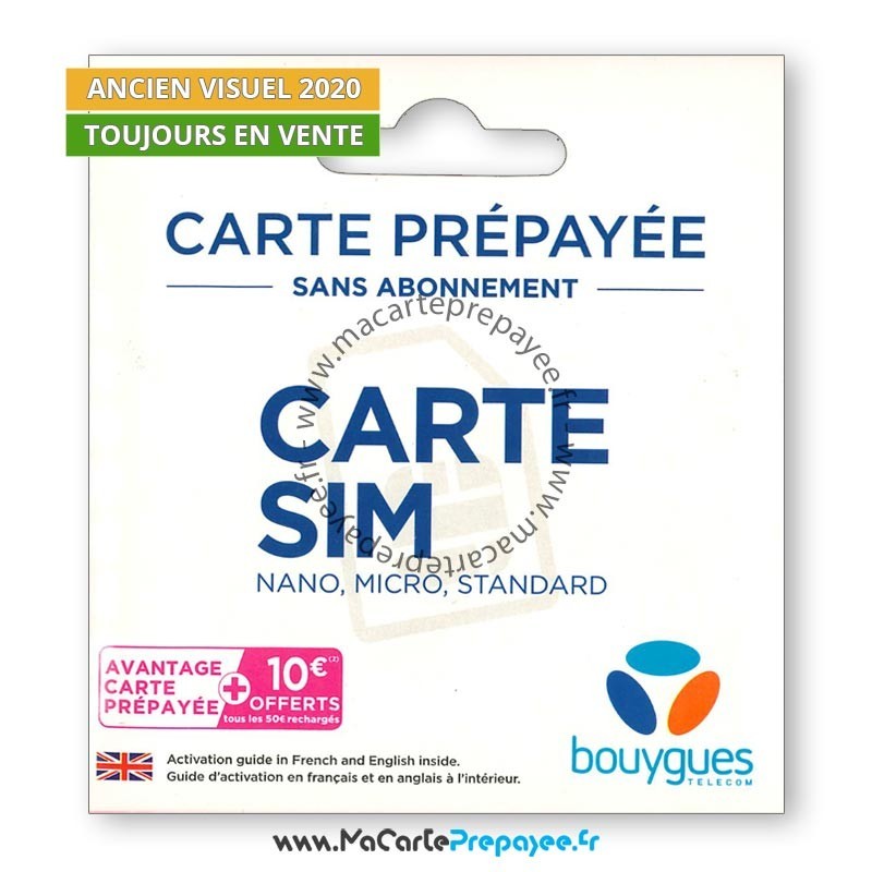 Carte SIM Prépayée BOUYGUES 50 SMS inclus