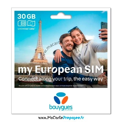 Carte prépayée Bouygues My European SIM 30Go
