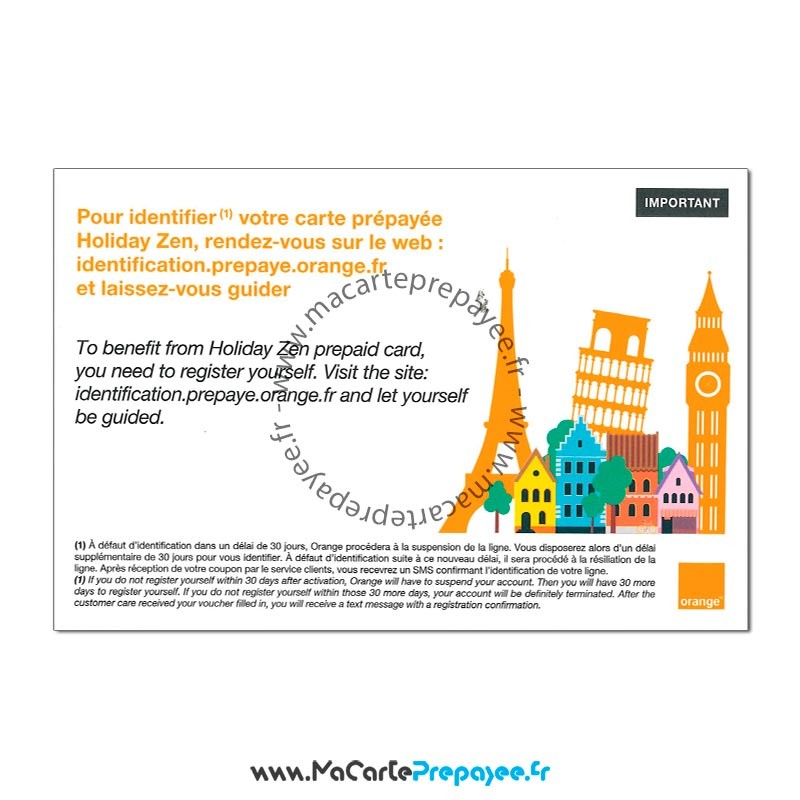 CARTE SIM ORANGE HOLIDAY TOURISM 50GO / 5G - Téléphonie